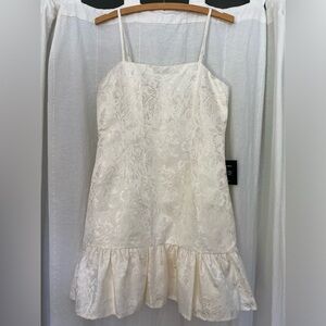 NWT Lulus White Jacquard Bridal Mini Dress, size S.